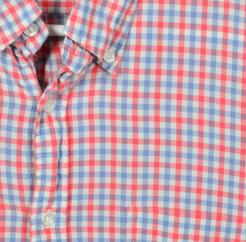 GANT Rugger Men's Medium "Vacay Madras" Pink Blue Check Button-Down Shirt