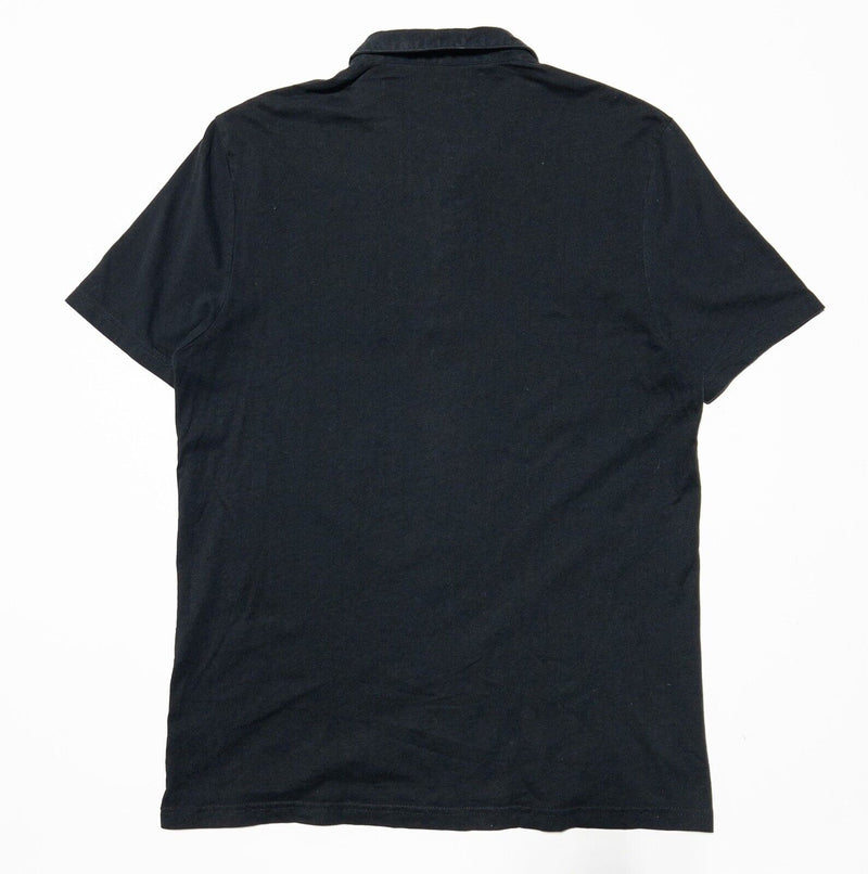 All Saints Polo Large Men's Shirt Ramskull Logo Embroidered Solid Black Designer