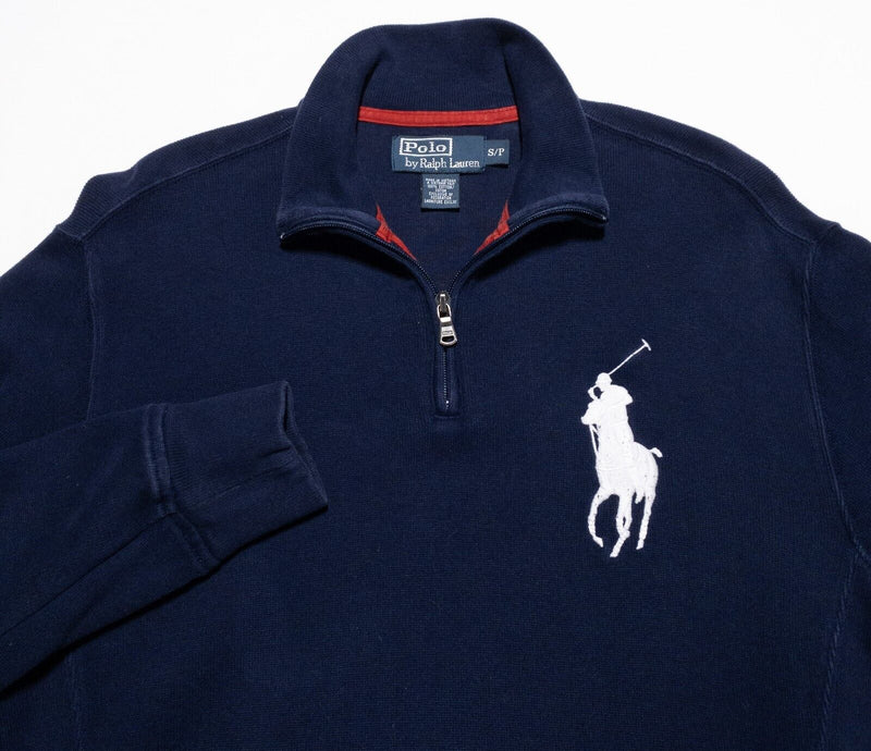 Polo Ralph Lauren Big Pony Sweatshirt Mens Small Ski Patch 1/4 Zip Pullover Blue