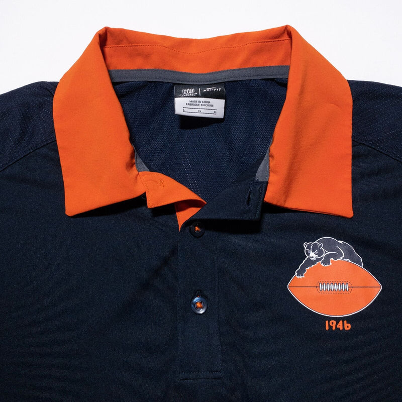 Chicago Bears Nike Polo Men's Large Shirt Retro 1946 Logo On Field Blue Orange