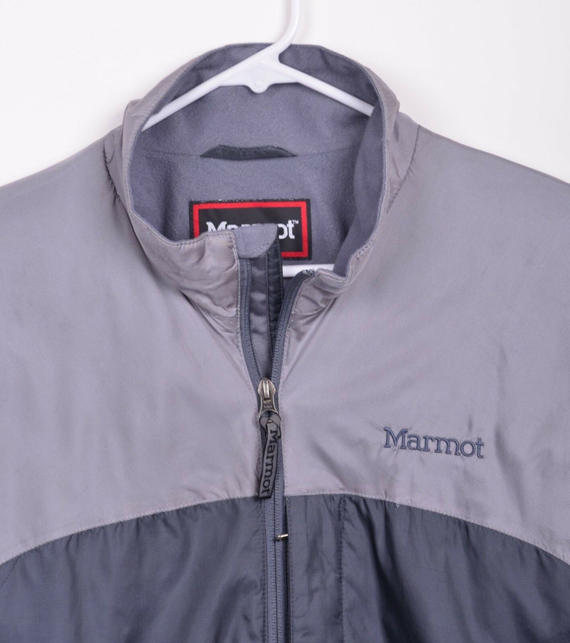 Marmot Men's Sz Large Full Zip Packable Nylon Gray Two Tone Windbreaker