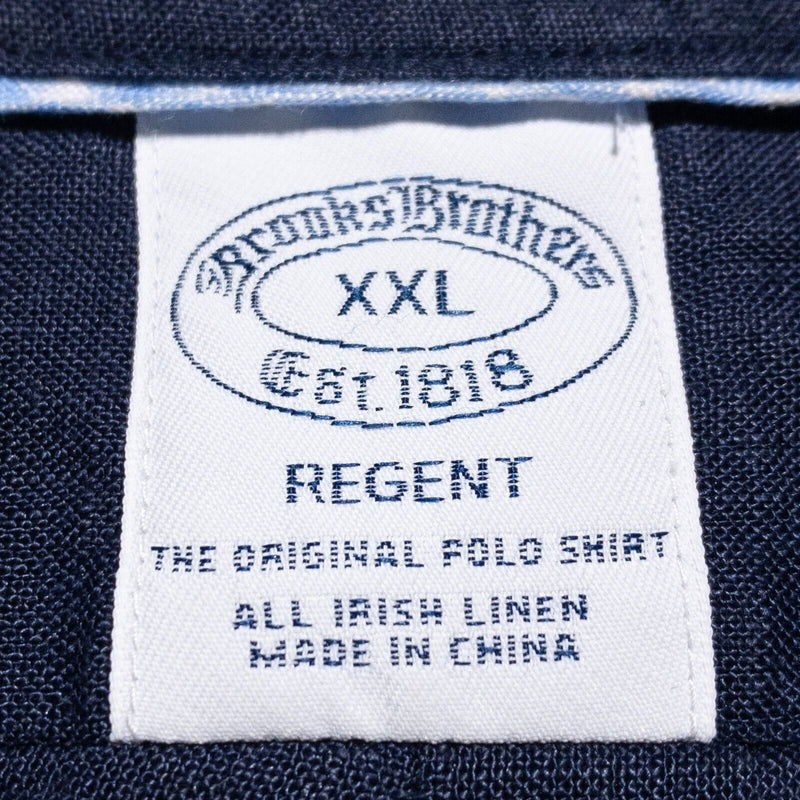Brook's Brothers Irish Linen Shirt Men's 2XL Baird McNutt Button-Down Navy Blue