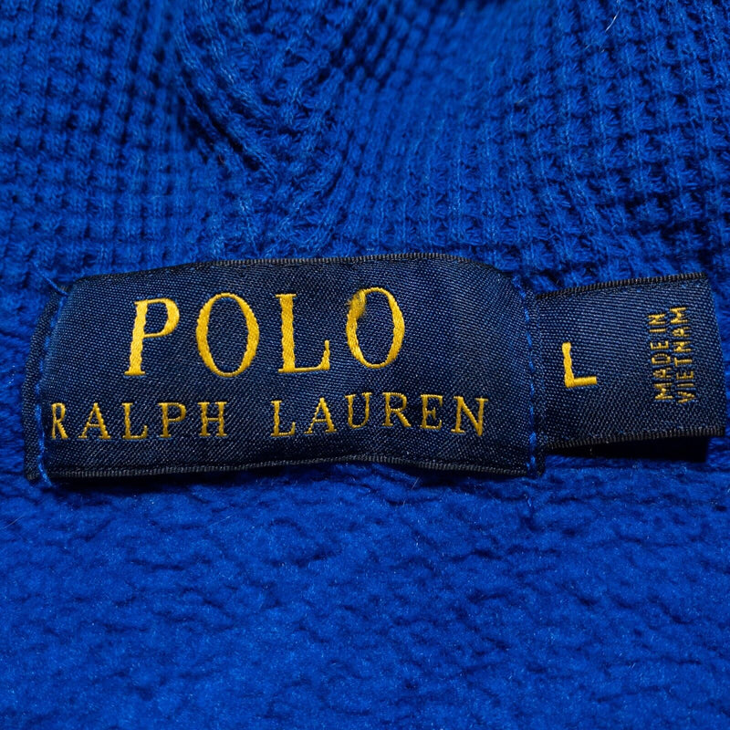 Polo Ralph Lauren Hoodie Mens Large Full Zip Thermal Hooded Pony Blue Drawstring