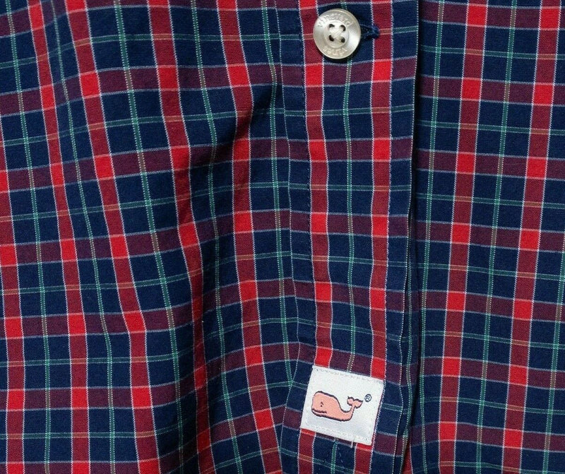 Vineyard Vines Murray Shirt Navy Blue Red Check Shirt Men's Large Classic Fit