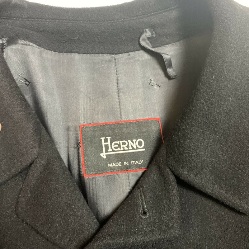 Herno Men's 54 (Large) 100% Cashmere Black Italy Made Lined Overcoat Trench Coat