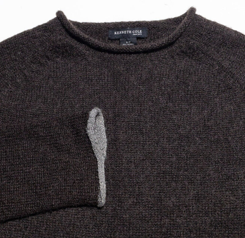 Kenneth Cole Mohair Sweater Men's Small Roll Neck Pullover Brown Knit