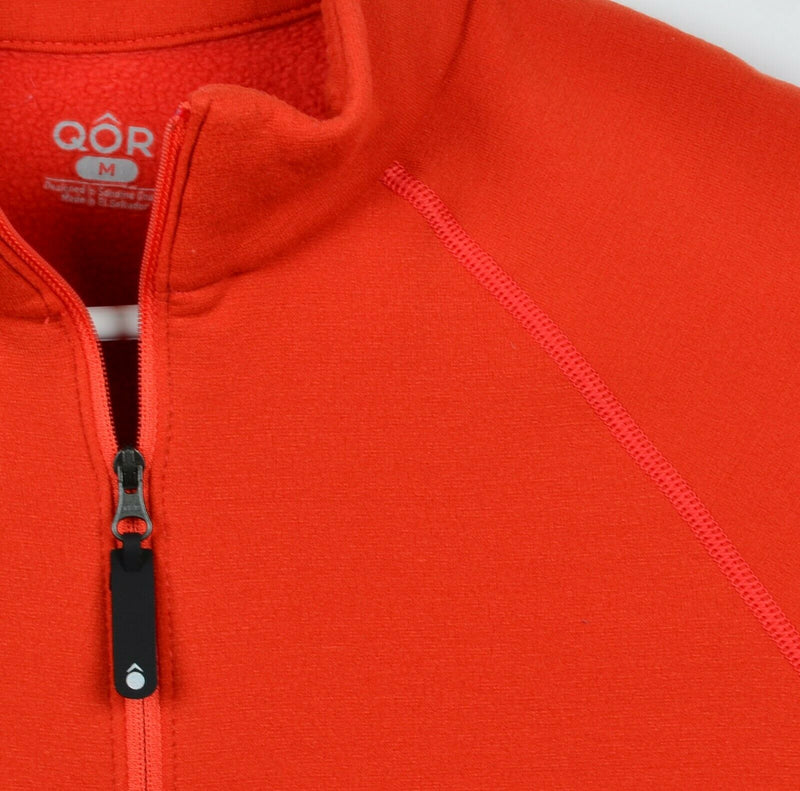 QOR Men's Medium Merino Wool Blend Polartec Orange Half-Zip Base Layer Top