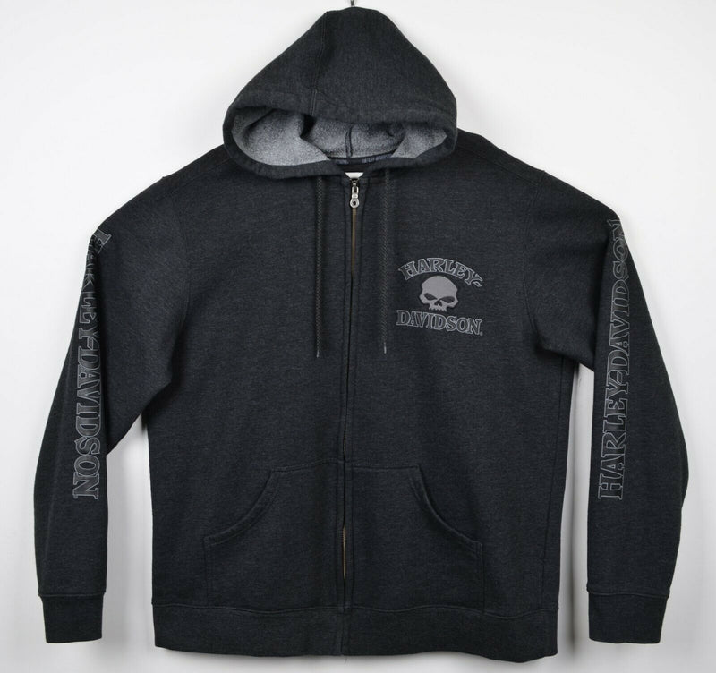 Harley-Davidson Men's XL Willie G Skull Full Zip Gray Biker Hoodie Sweatshirt