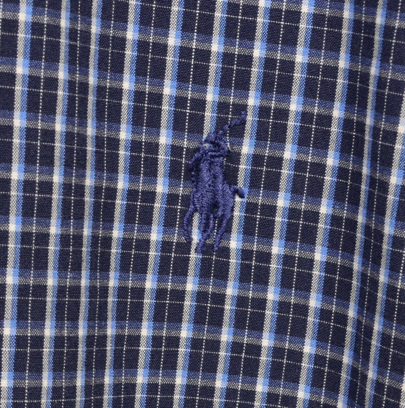 Polo Ralph Lauren Men's 3XB (3XL Big) Navy Blue Plaid Pony Button-Down Shirt