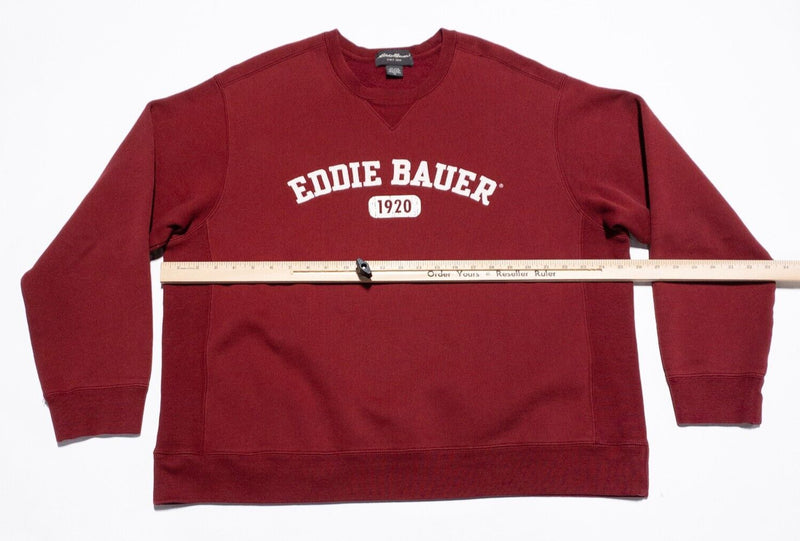 Vintage Eddie Bauer Sweatshirt Men's XL Crewneck 90s Pullover Red Spell Out 1920