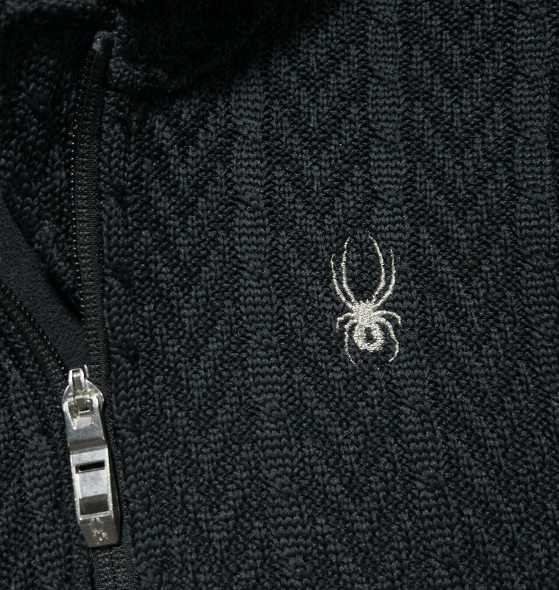 Spyder Core Sweater Women's Medium Cable-Knit Full Zip Faux Fur Hooded Vest