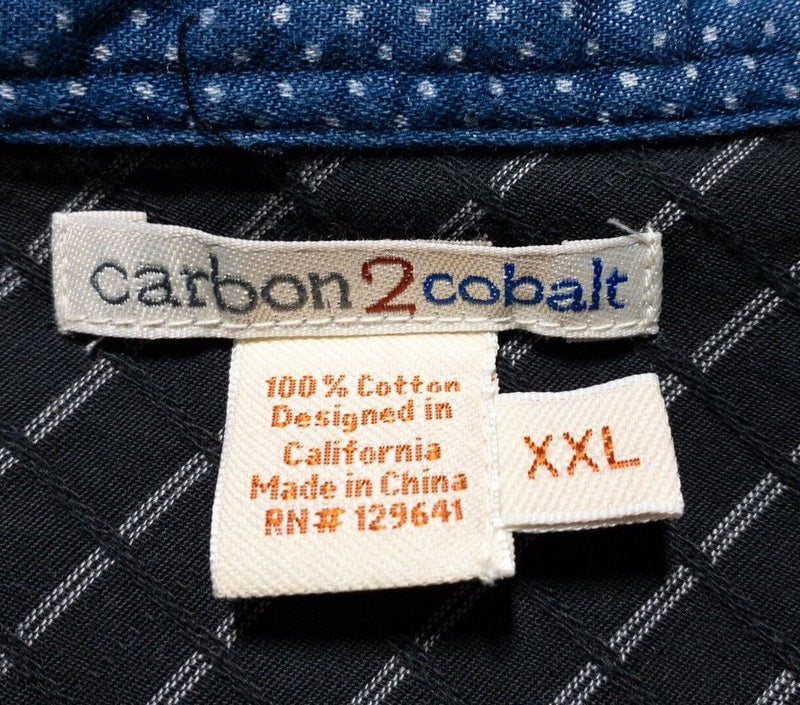 Carbon 2 Cobalt Polka Dot Shirt 2XL Men's Black Long Sleeve Button-Front