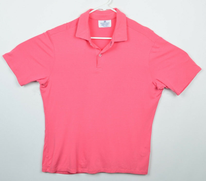 Mizzen + Main Men's Sz Medium Trim Fit Solid Pink Rayon Lycra S/S Polo Shirt