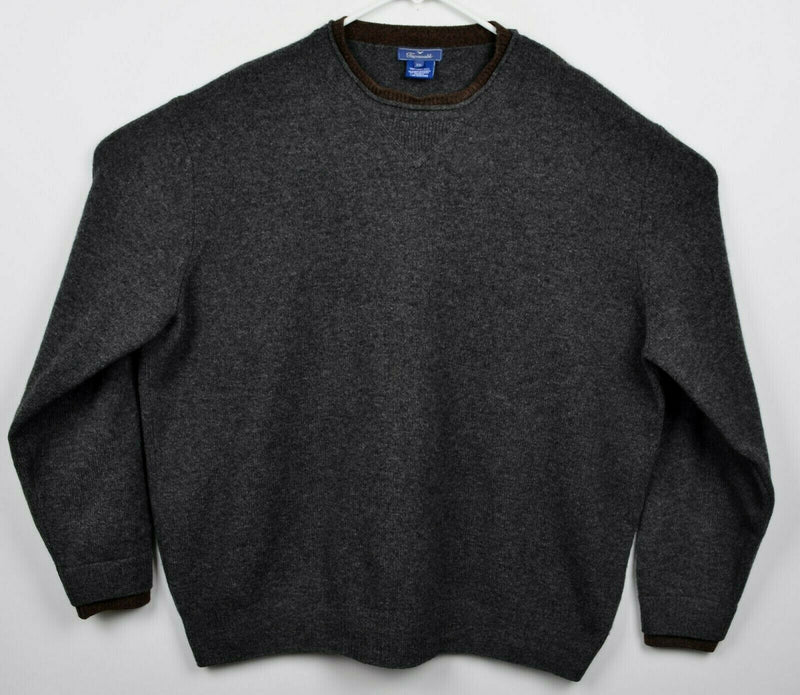 Faconnable Men's Sz 2XL 100% Lambswool Gray Made in Italy Pullover HOLE Sweater