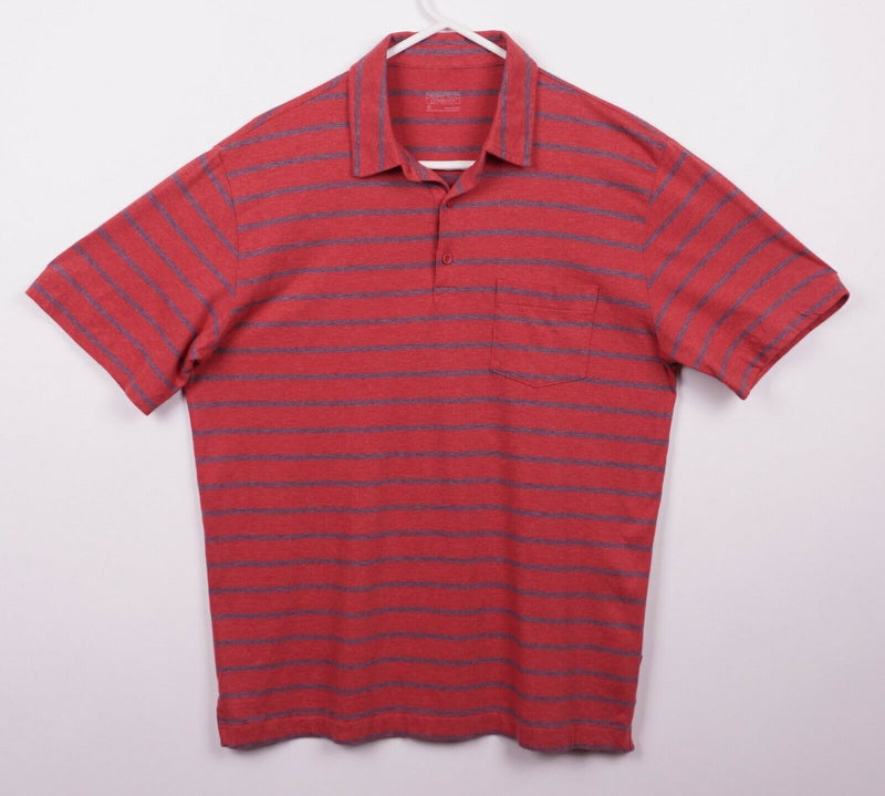 Patagonia Men's Sz Medium Red Blue Stripe Organic Cotton Pocket Polo Shirt