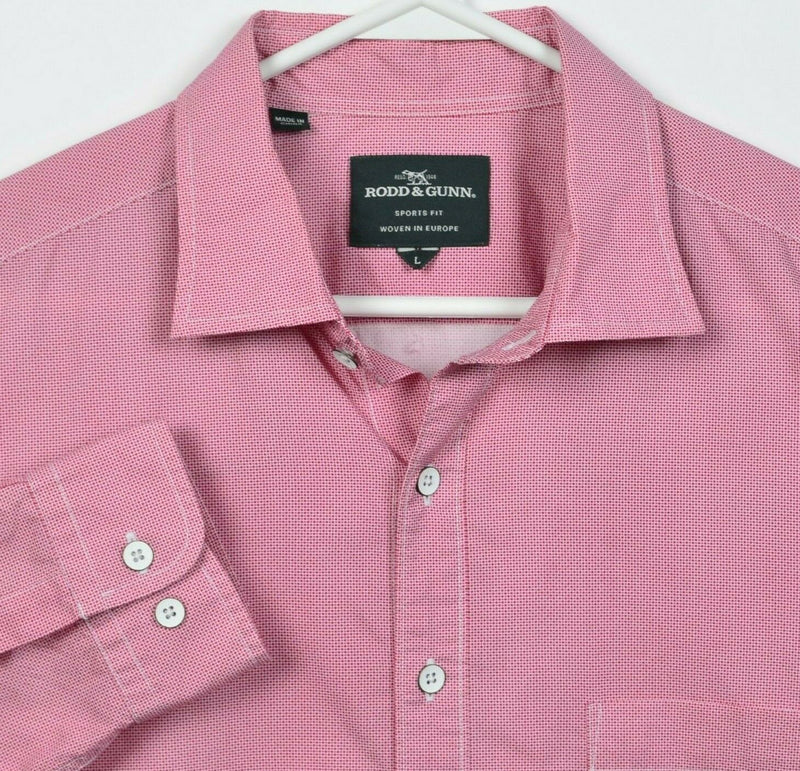 Rodd & Gunn Men's Large Sports Fit Red/Pink Polka Dot Button-Front Shirt