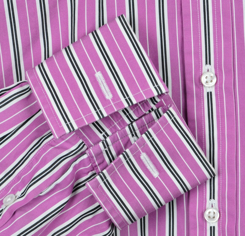 Ralph Lauren Purple Label Men's Sz 17.5 French Cuff Pink Striped Dress Shirt