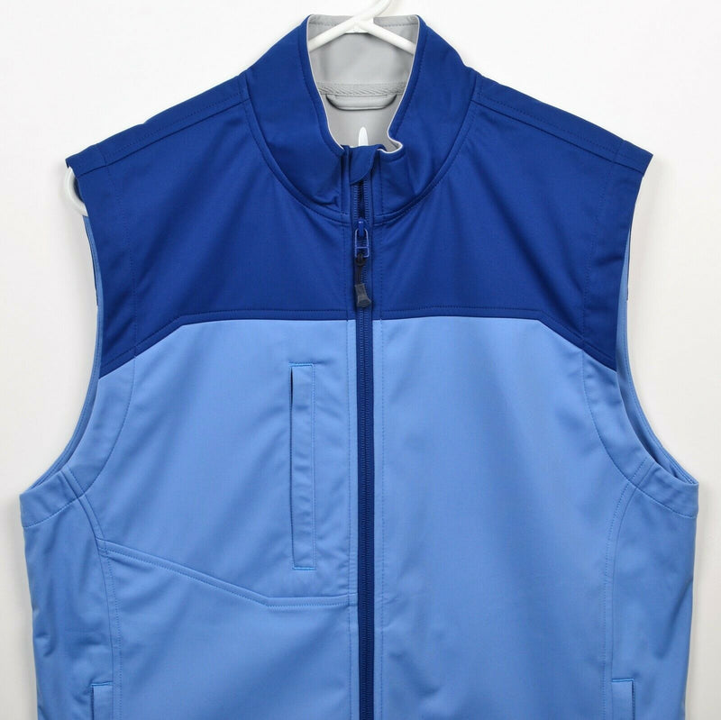 Johnnie-O Prep-Formance Men's Medium Blue Two-Tone Golf Preppy Full Zip Vest