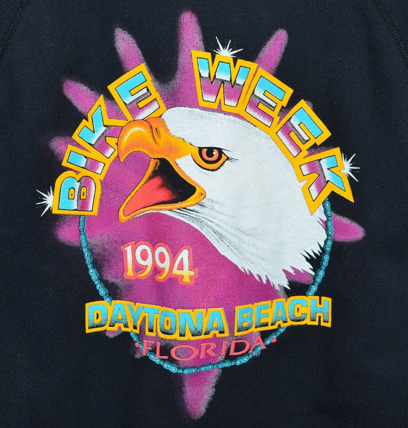 Vintage 1994 Daytona Beach Men's XL Eagle Neon Black Crew Neck Hanes Sweatshirt
