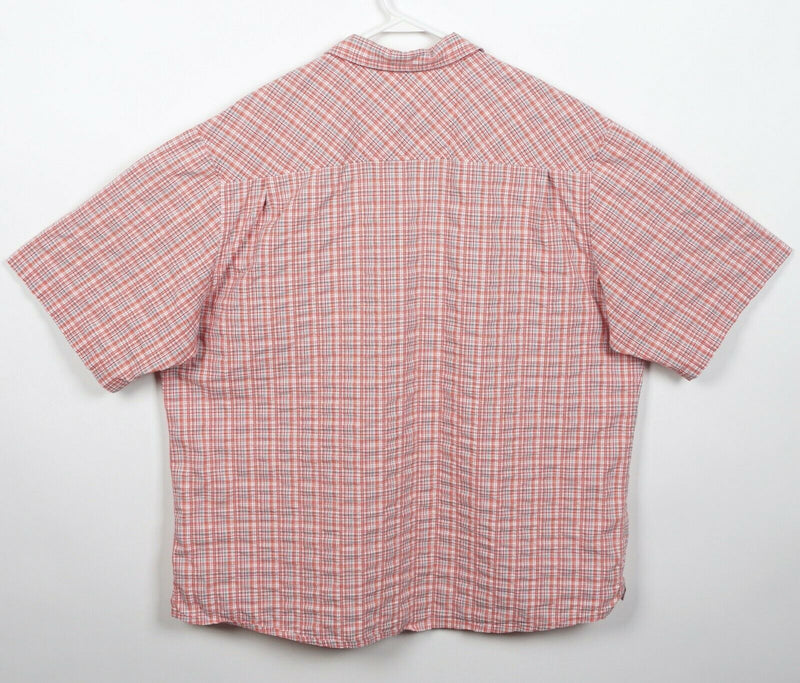 Cabela's Men's 2XL 4Most UPF 30 CoolMax Orange Plaid Seersucker Fishing Shirt