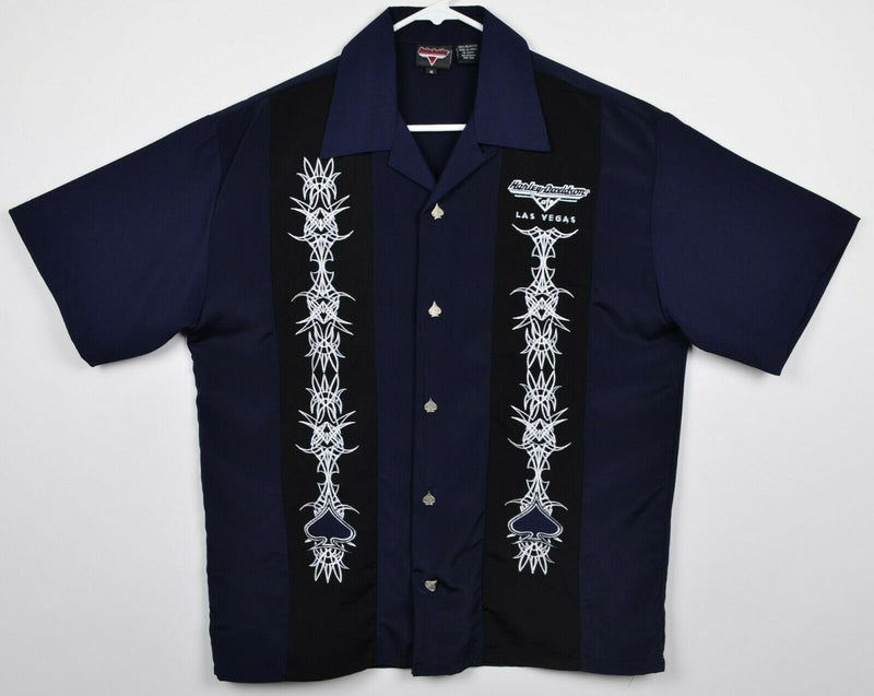 Harley-Davidson Cafe Men's Medium Tribal Spades Embroidered Panel Camp Shirt