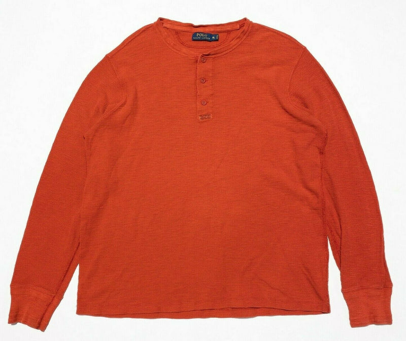 Polo Ralph Lauren 3-Button Henley Shirt Orange Long Sleeve Polo RL Men's XL