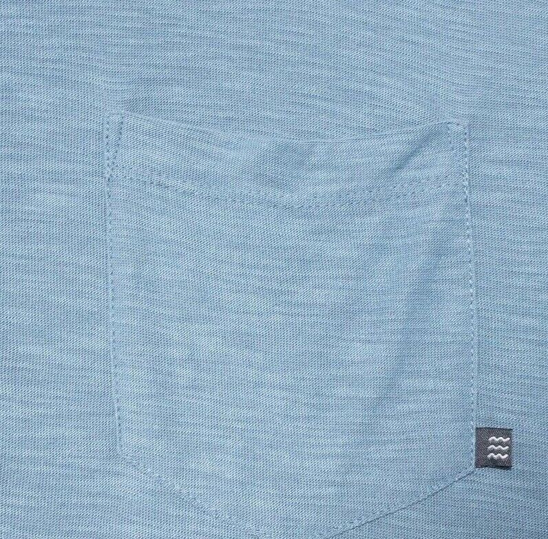 Free Fly Bamboo XL Men's Polo Shirt Short Sleeve Performance Heather Blue Pocket