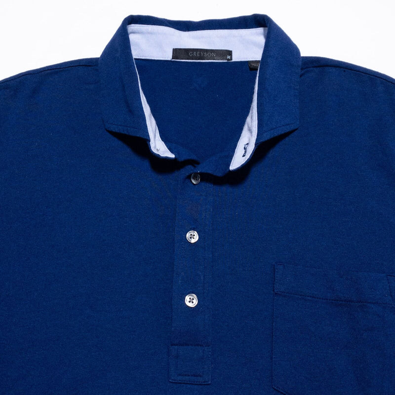 Greyson Golf Polo Shirt Men's Medium Solid Navy Blue Pocket Wicking Stretch