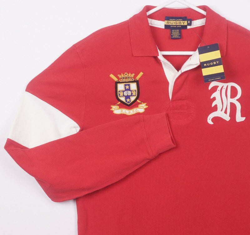 Ralph Lauren Rugby Men's Medium Red Embroidered Crest RLRFC Holiday Polo Shirt