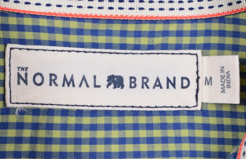 The Normal Brand Men's Medium Blue Green Plaid Gingham Check Long Sleeve Shirt