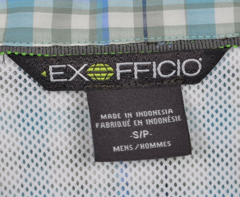 ExOfficio Men's Sz Small Vented Blue Plaid Hiking Fishing Short Sleeve Shirt
