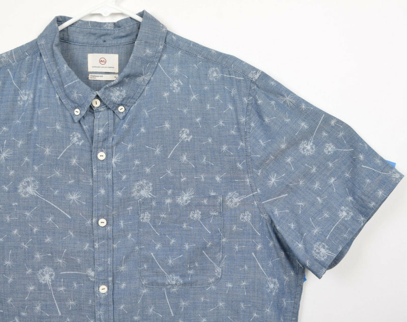 AG Adriano Goldschmied Men's XL Standard Fit Graphic Print Blue Chambray Shirt
