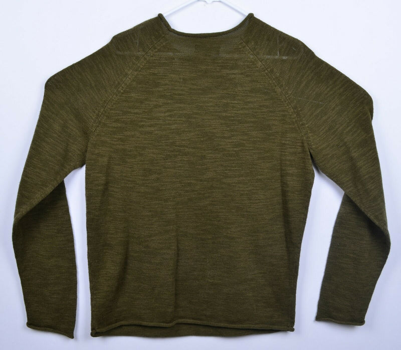 Bonobos Men's Sz Large Slim Fit Olive Green Cotton Blend Pullover Knit Sweater