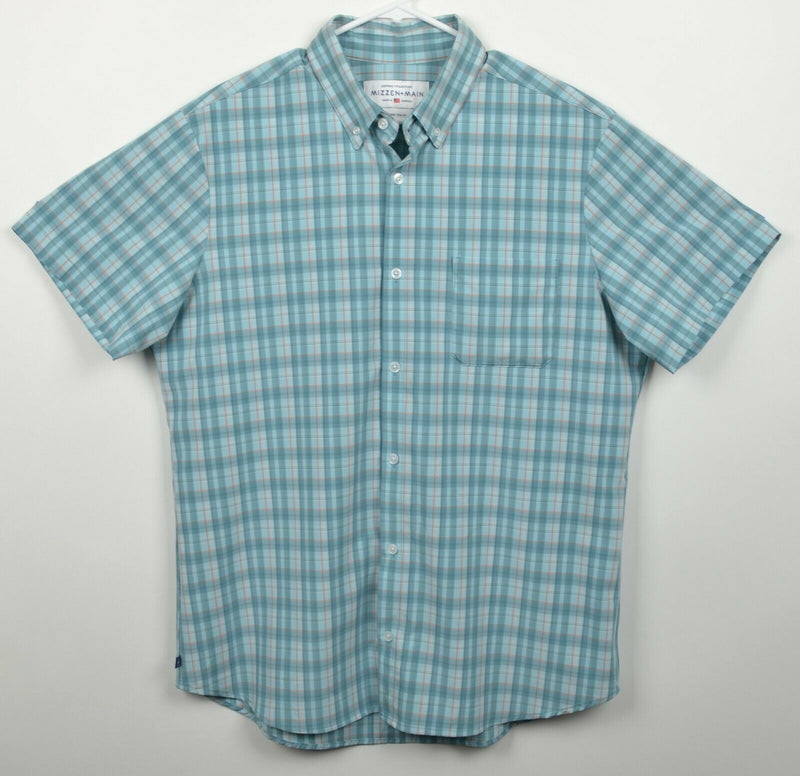 Mizzen+Main Men's XL Trim Fit Leeward Collection Blue Teal Performance S/S Shirt