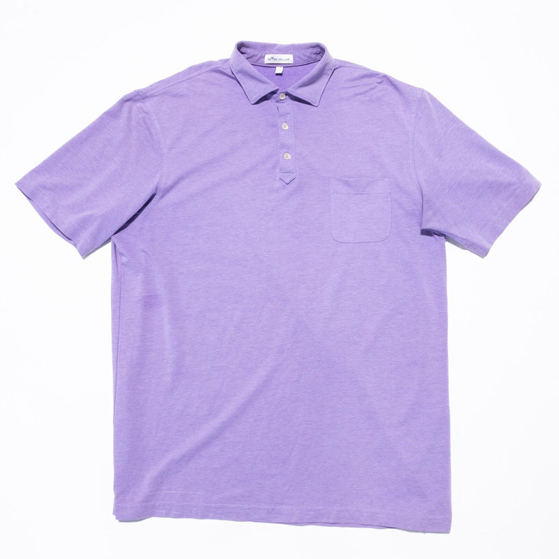 Peter Millar Polo Shirt Men's Large Wicking Stretch Purple Golf Casual Pocket