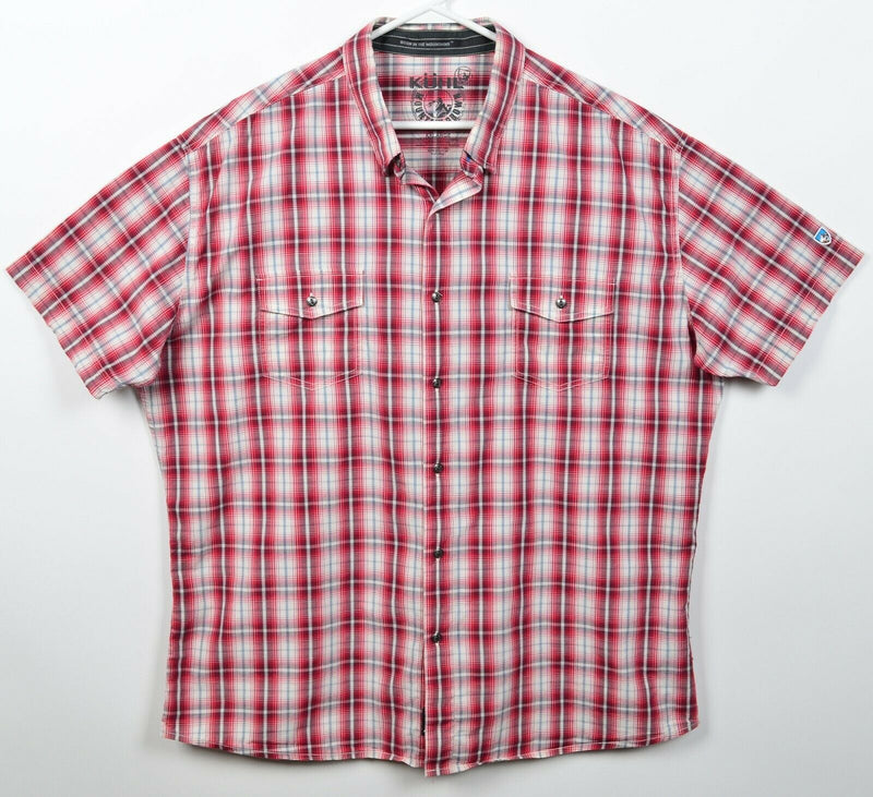 Kuhl Men's 2XL Cotton Linen Blend Red Plaid Hiking Outdoor Button-Front Shirt