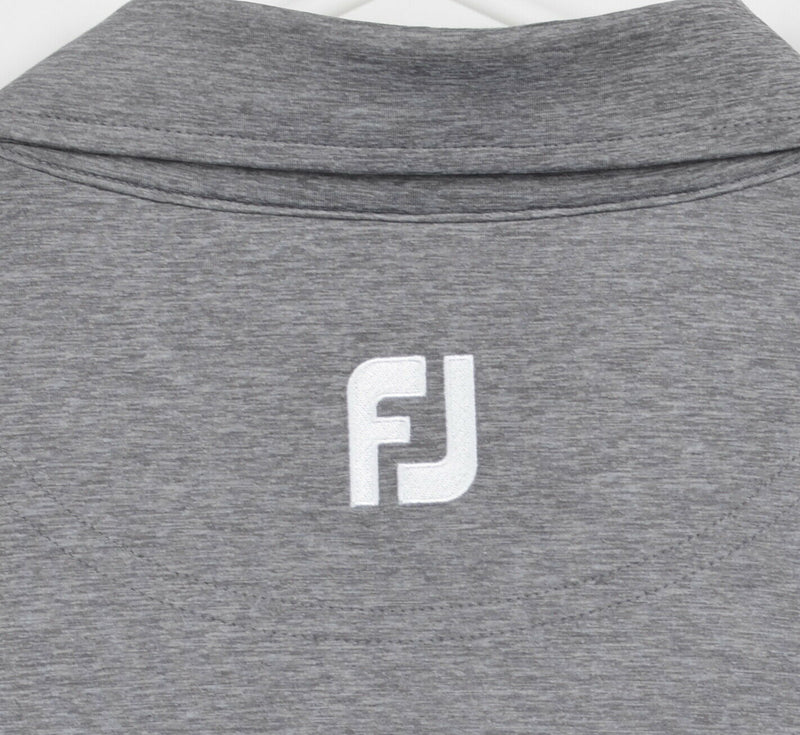 FootJoy Men's Medium Gray Black Striped Wicking Performance FJ Golf Polo Shirt