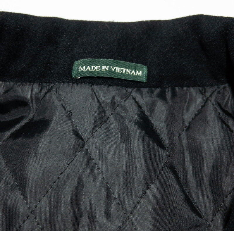 Lauren Ralph Lauren Overcoat Men's 44L Wool Black Double Collar Lined Full Zip