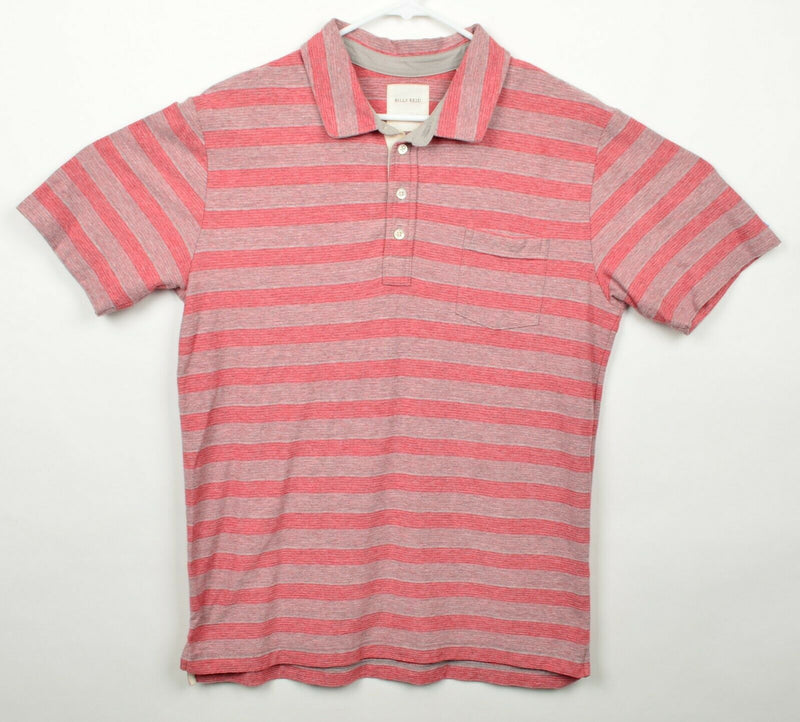 Billy Reid Men's Sz XL Red Gray Striped Pocket Polo Shirt
