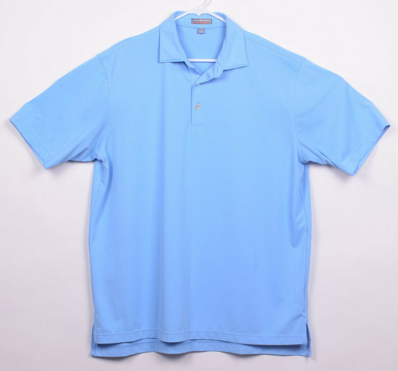 Peter Millar Men's Sz Large Summer Comfort Solid Light Blue Golf Polo Shirt