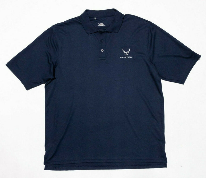 US Air Force Under Armour Shirt Large Men's Navy Blue HeatGear Wicking USAF
