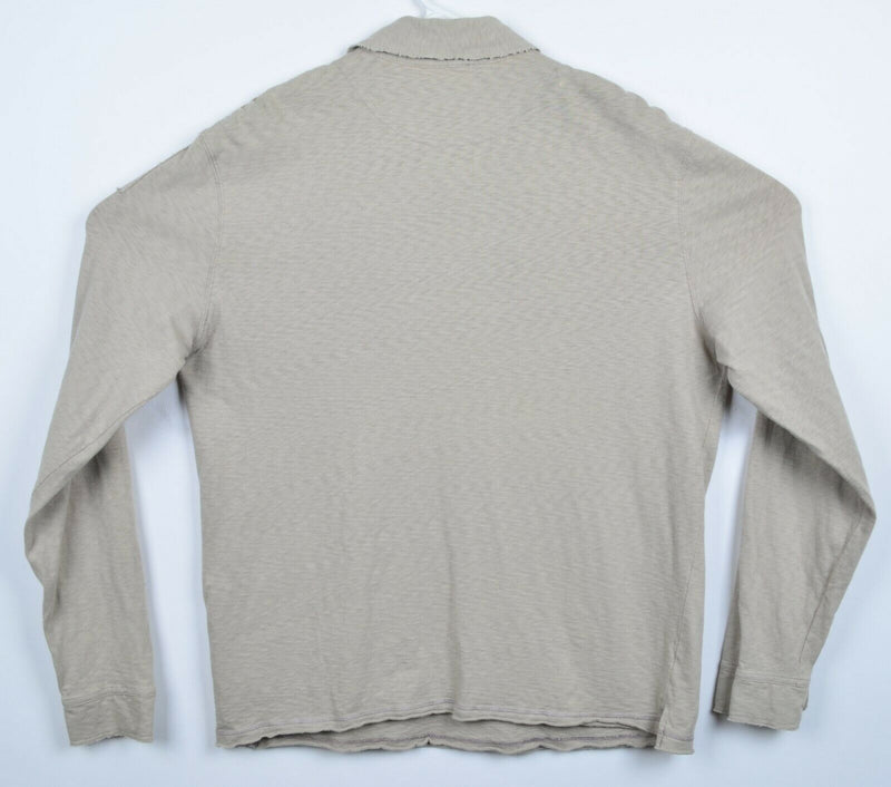 Carbon 2 Cobalt Men's Large Oatmeal Brown 1/4 Snap Long Sleeve Polo Shirt