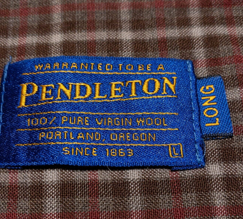 Sir Pendleton Wool Shirt Men's Large Long Worsted Plaid Long Sleeve Button 90s