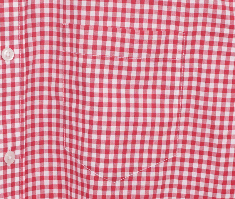 L.L. Bean Men's Large Wrinkle Resistant Red Gingham Check Button-Down Shirt