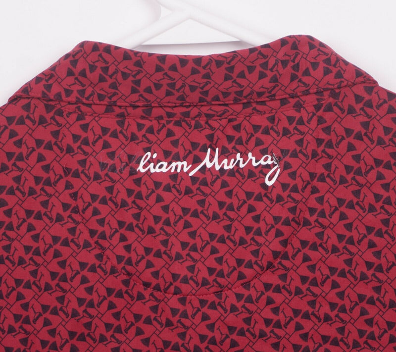William Murray Men's Large Red Martinis & Mowers Bill Murray Golf Polo Shirt