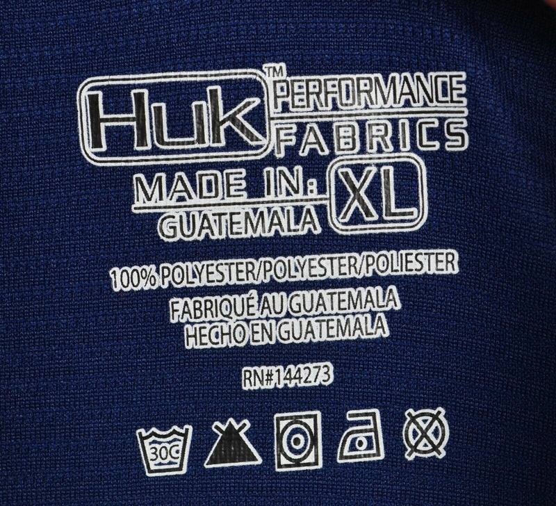 HUK Performance Men's XL Fishing Navy Blue Ocean Scales 1/4 Zip Activewear Top