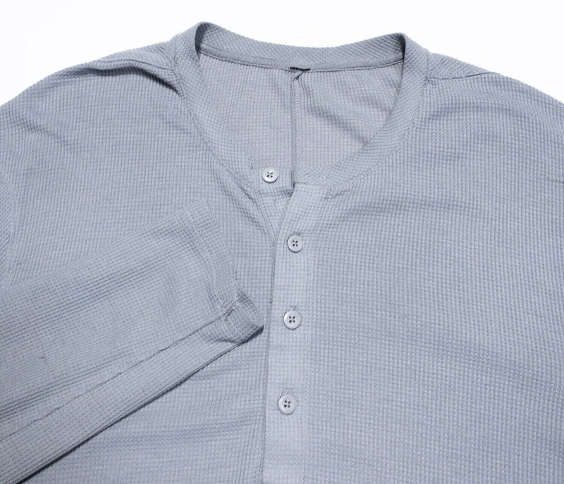 Lululemon Henley Shirt Fits Large Men's Long Sleeve Gray Athleisure Waffle Knit