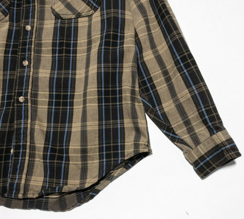 Carhartt Flannel Men Large Shirt Vintage 80s USA Union Brown Plaid Button-Front