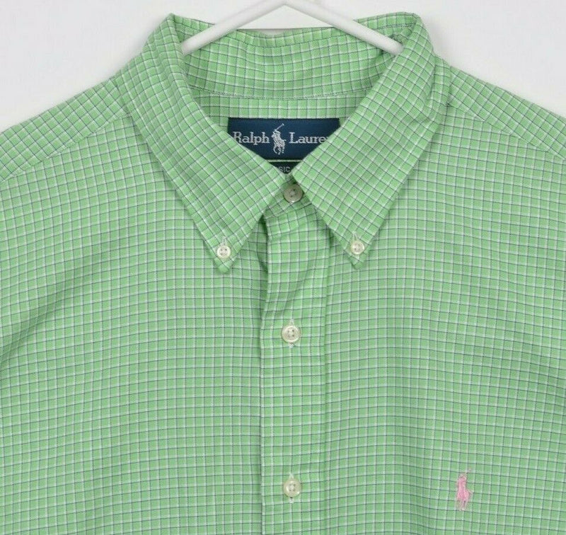 Polo Ralph Lauren Men's XL Classic Fit Green Plaid Check Button-Down Shirt