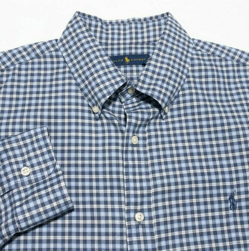 Polo Ralph Lauren Men's Blue Gray Check Button-Down Shirt Casual Men's XL